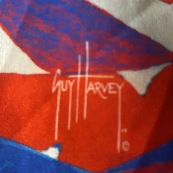 GUY HARVEY MENS XL RED WHITE BLUE SHARK DESIGN BOARD SWIM SHORTS ELASTIC WAIST - Picture 3 of 14